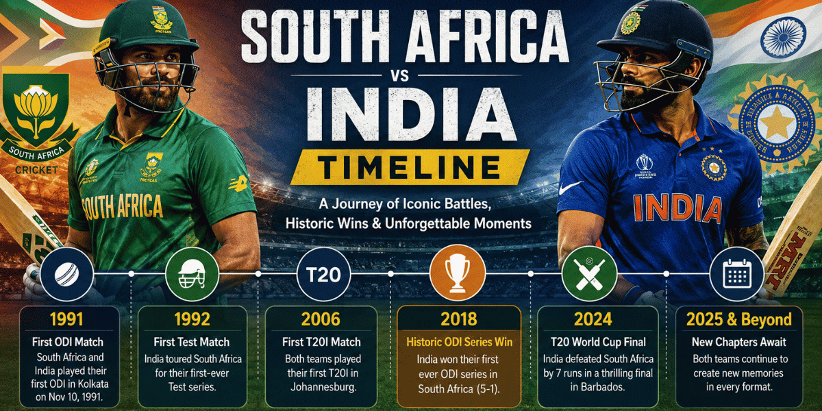 South Africa National Cricket Team vs India National Cricket Team Timeline