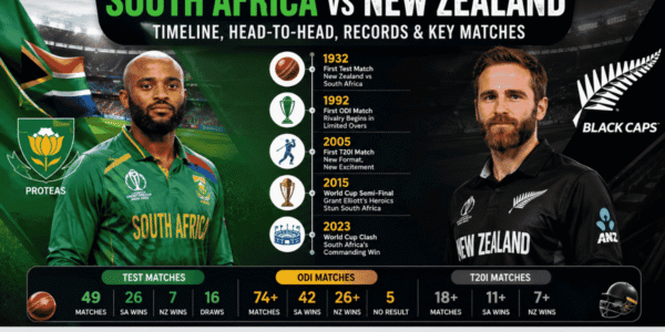 South Africa National Cricket Team vs New Zealand National Cricket Team Timeline